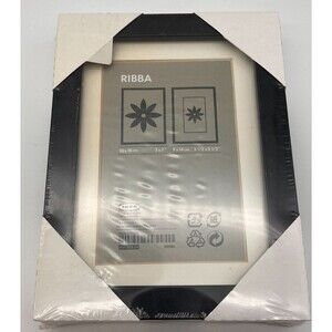 IKEA Ribba Black Picture Frame Matted 5" x 7" (13 x 18 cm) 001.325.24 NEW
